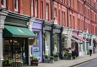 row of physical stores on high street
